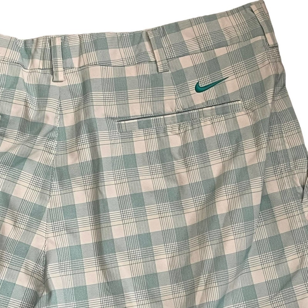 NIKE Golf Men's Dri-Fit Shorts 36 Blue Plaid Outdoor Golf Casual 10" Lightweight - Picture 4 of 6